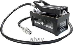10000PSI Air-Over Hydraulic Foot Pump 1.7L Tank Dual 6.5ft Hoses Black Unit