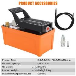 10000 PSI Air Actuated Treadle Hydraulic Pump with 6.6 Ft Pipe for Hydraulic