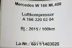 100km MB W166 ML 400 63 AMG A1663200204 AIRMATIC Luftfederung Luft Kompressor