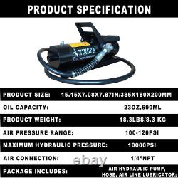 10,000 PSI 1.7L Reservoir NPT 3/8 Oil Outlet, Air Hydraulic Pump, Black