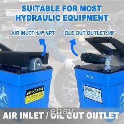 10,000 PSI Air Hydraulic Foot Pump, 1.7L Reservoir, 3/8&1/4 NPT, Aluminum Blue
