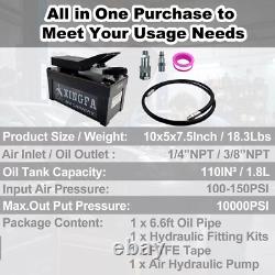 10,000 PSI Air Hydraulic Pump 0.45 Gal 3/8×1/4 NPT 6.6ft Pipe Black