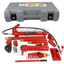 10 Ton Hydraulic Jack Air Pump Lift Porta Power Ram Repair Tool Kit Set