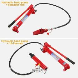 10 Ton Hydraulic Jack Air Pump Lift Porta Power Ram Repair Tool Kit Set US
