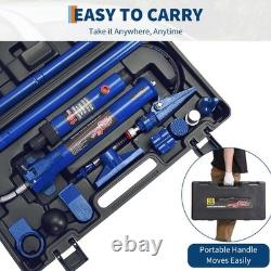 10 Ton Hydraulic Porta Power Jack Air Pump Lift Ram Body Frame Repair Kits Heavy