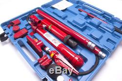 10 Ton Porta Power Hydraulic Jack Air Pump Lift Ram Body Frame Repair Tool Kit