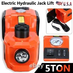 12V 5 Ton Car Electric Hydraulic Floor Jack Lift Air Compressor Pump 135-360mm