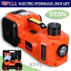 12V 5 Ton Car Electric Hydraulic Floor Jack Lift Air Compressor Pump 135-360mm