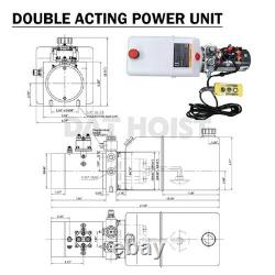 12V Hydraulic Pump Double Acting 8L Reservoir with 3 Button Control