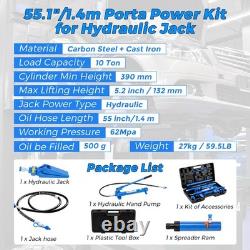 12 T Hydraulic Porta Power Jack Air Pump Lift Ram Body Frame Repair Kit Portable