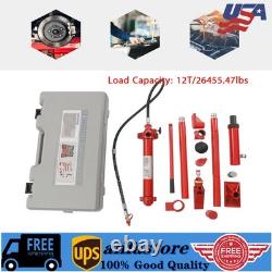12 Ton Hydraulic Jack Air Pump Lift Ram Body Frame Porta Power Kit Heavy Duty