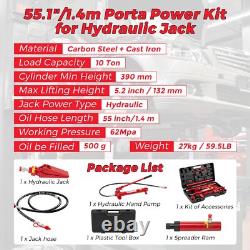 12 Ton Porta Power Hydraulic Jack Air Pump Lift Ram Auto Body Frame Repair Kit