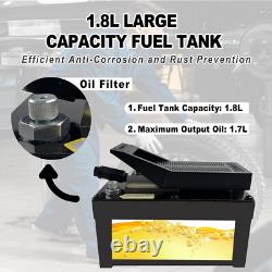 1.7L Air Hydraulic Pump Foot Operated Pump 10,000 PSI, NPT 3/8 Oil Outlet, Black