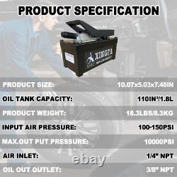 1.7L Air Hydraulic Pump Foot Operated Pump 10,000 PSI, NPT 3/8 Oil Outlet, Black