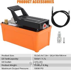 1.7 L Pneumatic Air Hydraulic Pump 10000PSI 3/8Outlet 1/4Inlet With 6.6Ft Hose