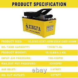1.8L Air Hydraulic Pump 10,000PSI Auto Shop Foot Pedal High Pressure Pump Yellow