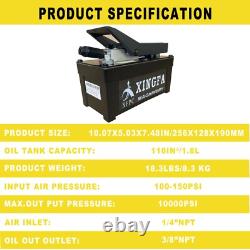 1.8L Air Hydraulic Pump Foot Operated Pump 10,000PSI Auto Body Shop Pump Black 1.8L Air Hydraulic Pump Foot Operated Pump 10,000PSI Auto Body Shop Pump Black