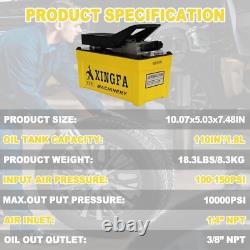 1.8L Air Hydraulic Pump Foot Operated Pump 10,000PSI Auto Body Shop Pump Yellow