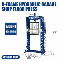 20Ton 40000lbs Steel H-Frame Air Hydraulic Garage/Shop Floor Press WithHand Pump
