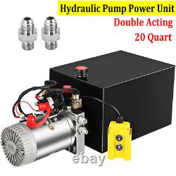 20 Quart Double Acting Hydraulic Pump Dump Trailer 12V DC Unit Pack Power Unit