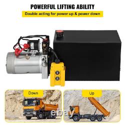 20 Quart Double Acting Hydraulic Pump Dump Trailer 12V DC Unit Pack Power Unit