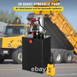 20 Quart Double Acting Hydraulic Pump Dump Trailer 12V DC Unit Pack Power Unit