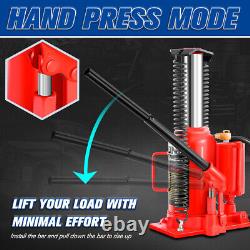 20 Ton 40000lbs Air Hydraulic Bottle Jack with Manual Hand Pump Automotive Repair