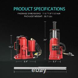 20 Ton Pneumatic Air Hydraulic Bottle Jack with Manual Hand Pump Automotive Repair