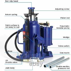 20 Ton Pneumatic Air Hydraulic Bottle Jack with Manual Hand Pump Car Van Truck UK