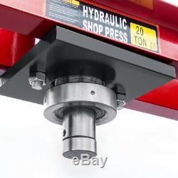 20 Ton Shop Press with Air Pump Pressure Gauge H-Frame Hydraulic Equipment Red