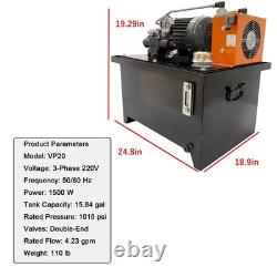 220V 3PH 1500W Hydraulic System 15.84gal Tank 7MPa Air-Cooled