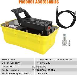 2.3L Pneumatic Air Hydraulic Pump 10000 PSI 3/8 Outlet 1/4 Inlet 6.6 Ft Hose
