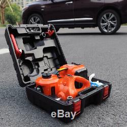 3in1 Electric Hydraulic Car Floor Jack Air Inflator Pump LED Light Impact Wrench
