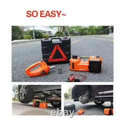 3in1 Electric Hydraulic Car Floor Jack Air Inflator Pump LED Light Impact Wrench