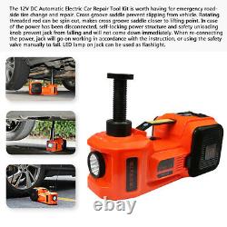 5T/11023lb Car Electric Hydraulic Jack 45CM Air Pump With Wrench & LED Light Set