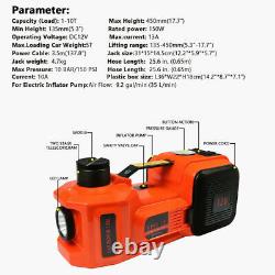 5T Car Electric Hydraulic Floor Jack with Air Inflator Pump Hammer Flashlight 45CM