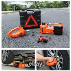 5T Electric Hydraulic Jack&mpact Wrench Repair Kit Lift 45cm With Air Pump LED