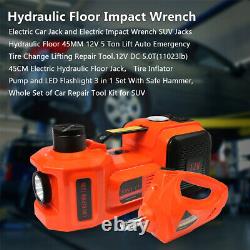 5Ton 3in1 Car Electric Floor Jack Hydraulic Lift Air Pump With Impact Wrench Set