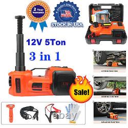 5Ton 3in1 Electric Hydraulic Floor Jack Air Pump 12V DC 5.0T(11023lb) Wrench Set