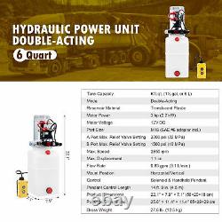 6 Quart Double Acting Hydraulic Pump Dump Trailer Control Kit Car Power Unit 12V
