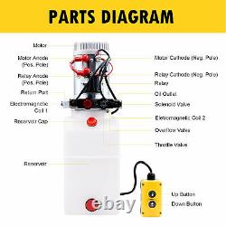 6 Quart Double Acting Hydraulic Pump Dump Trailer Control Kit Car Power Unit 12V