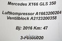 A1663200204 Luftkompressor Ventilblock OEM Mercedes X166 GLS 500 4 Matic 47km