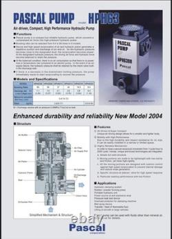 Aioi Seiki Pascal HPH6312 Air Driven Compact Reciprocating Hydraulic Pump New