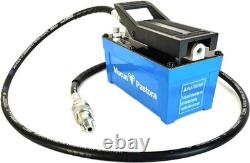 Air Hydraulic Foot Pump 10000 PSI 1.7L Reservoir NPT 3/8 2x6.5ft Pipe, Blue