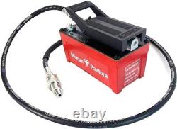 Air Hydraulic Foot Pump 10000 PSI 1.7L Reservoir NPT 3/8 2x6.5ft Pipe, red