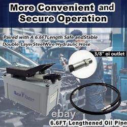 Air Hydraulic Foot Pump 10,000PSI, 1.7L Reservoir, 3/8 NPT, 2×6.5ft Pipe, Gray