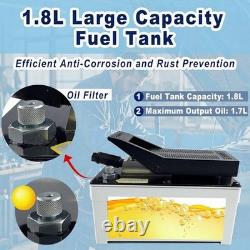 Air Hydraulic Foot Pump 10,000PSI, 1.7L Reservoir, 3/8 NPT, 2×6.5ft Pipe, Gray