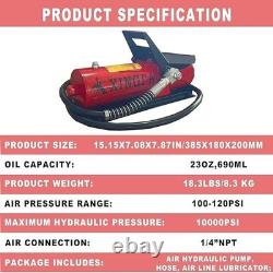 Air Hydraulic Foot Pump 10,000 PSI, 0.45 Gal, 3/8NPT Out, 1/4In Lubricator