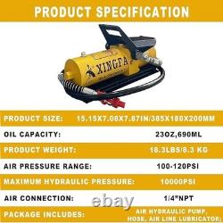 Air Hydraulic Foot Pump 10,000 PSI, 0.45 Gal, Al, 3/8Out, 1/4In, Lubricator
