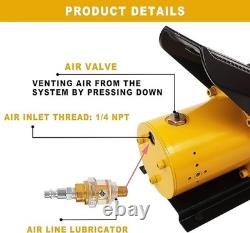 Air Hydraulic Foot Pump 10,000 PSI, 0.45 Gal, Al, 3/8Out, 1/4In, Lubricator